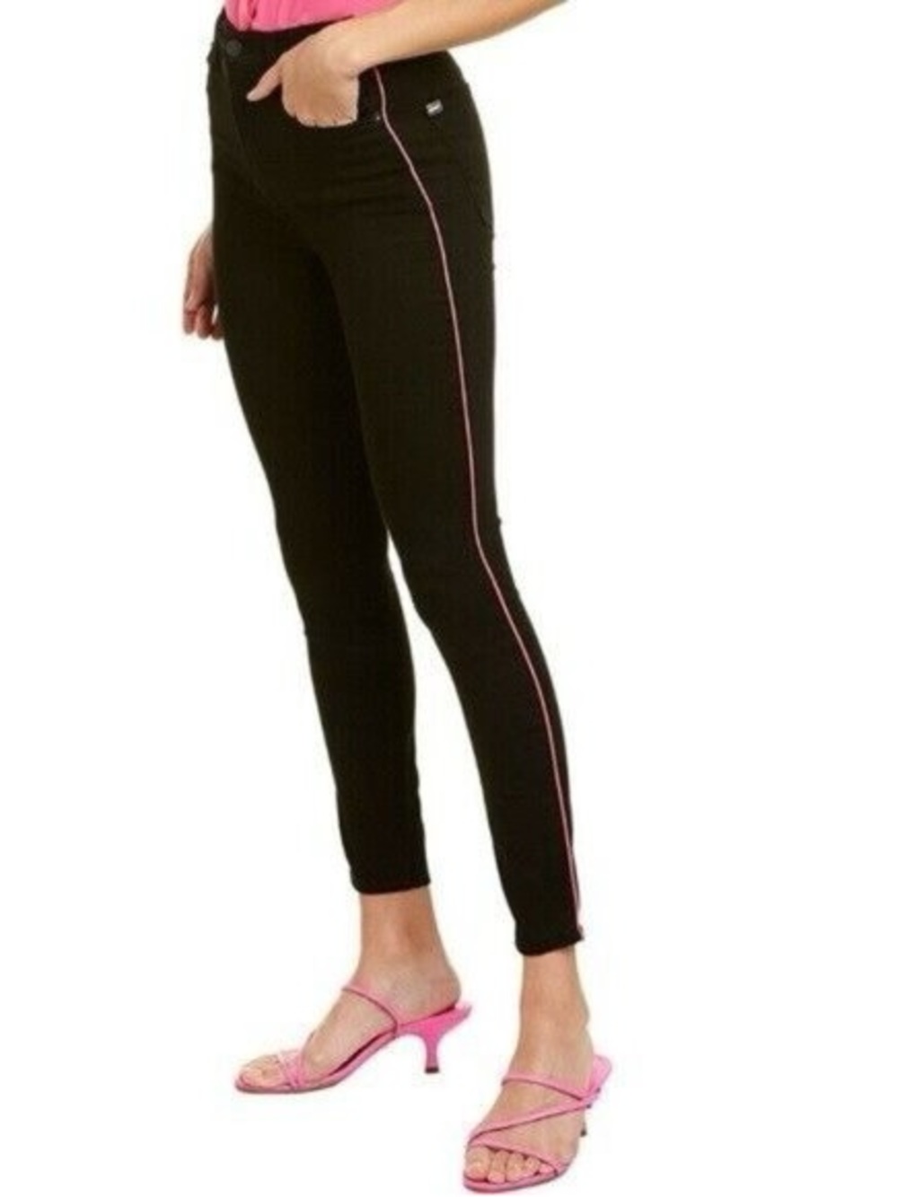 Alice + Olivia You Look Good High Rise Ankle Skinny Jeans With Piping